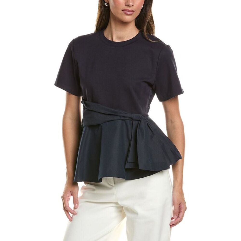 Gracia Womens Crewneck Oversized Bow Top
